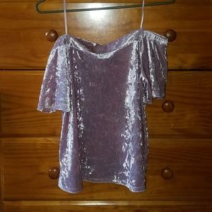 Strapless crushed velvet top
